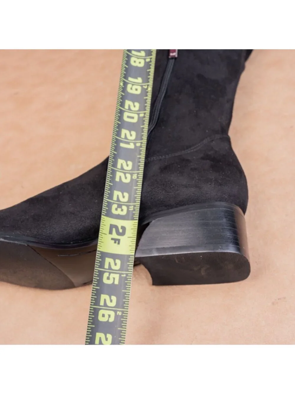 Marc Fisher Women Darwin Black Fabric Zip OTK Metal Pointy Toe Boots sz 8